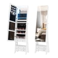 thumbnail image 1 of Gymax Jewelry Armoire w/ Full Length Mirror Freestanding Jewelry Organizer w/ Inside Mirror 3-Color LED Lights, 1 of 10