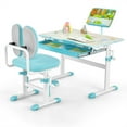 thumbnail image 1 of Gymax Kid's Study Desk & Chair Set Height Adjustable with Tilt Desktop & Footrest Blue, 1 of 10