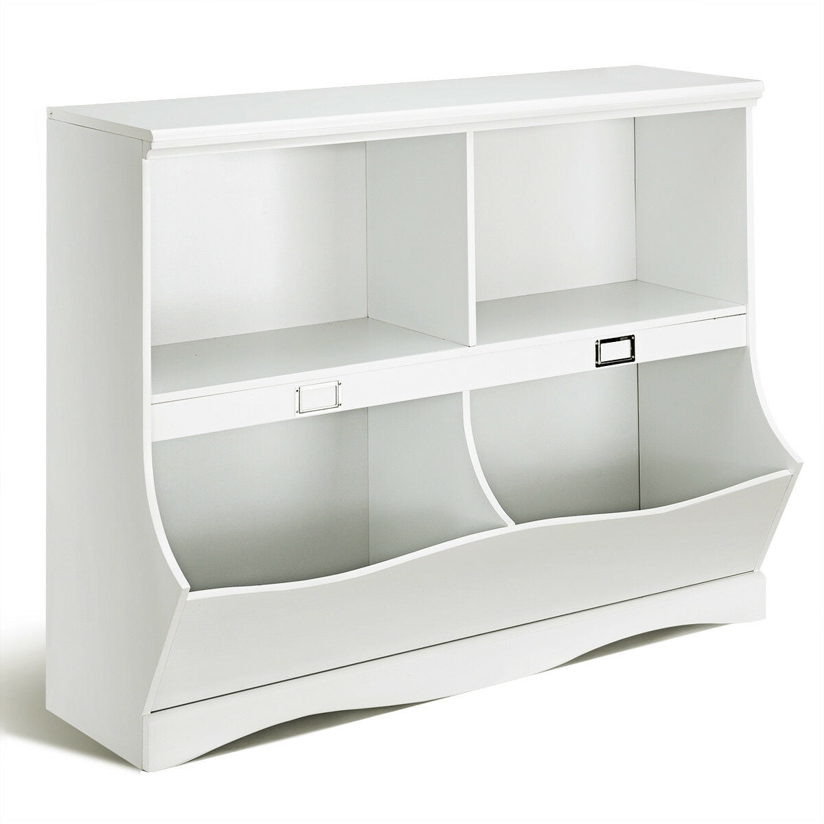 Gymax Kids Bookshelf Bookcase Baby Toy Organizer Shelf Children Storage Unit White