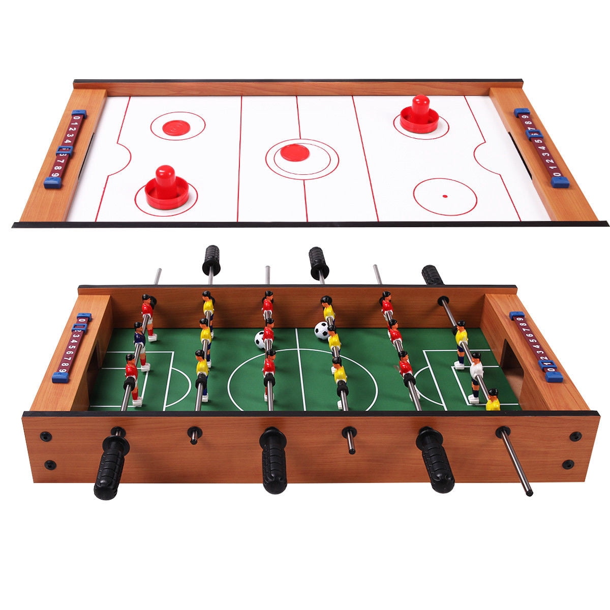 Gymax Kids Christmas Gift 2 In 1 Table Game Air Hockey Foosball