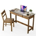 thumbnail image 1 of Gymax Kids Desk & Chair Set Study Table Writing Workstation w/ Drawer Walnut, 1 of 10