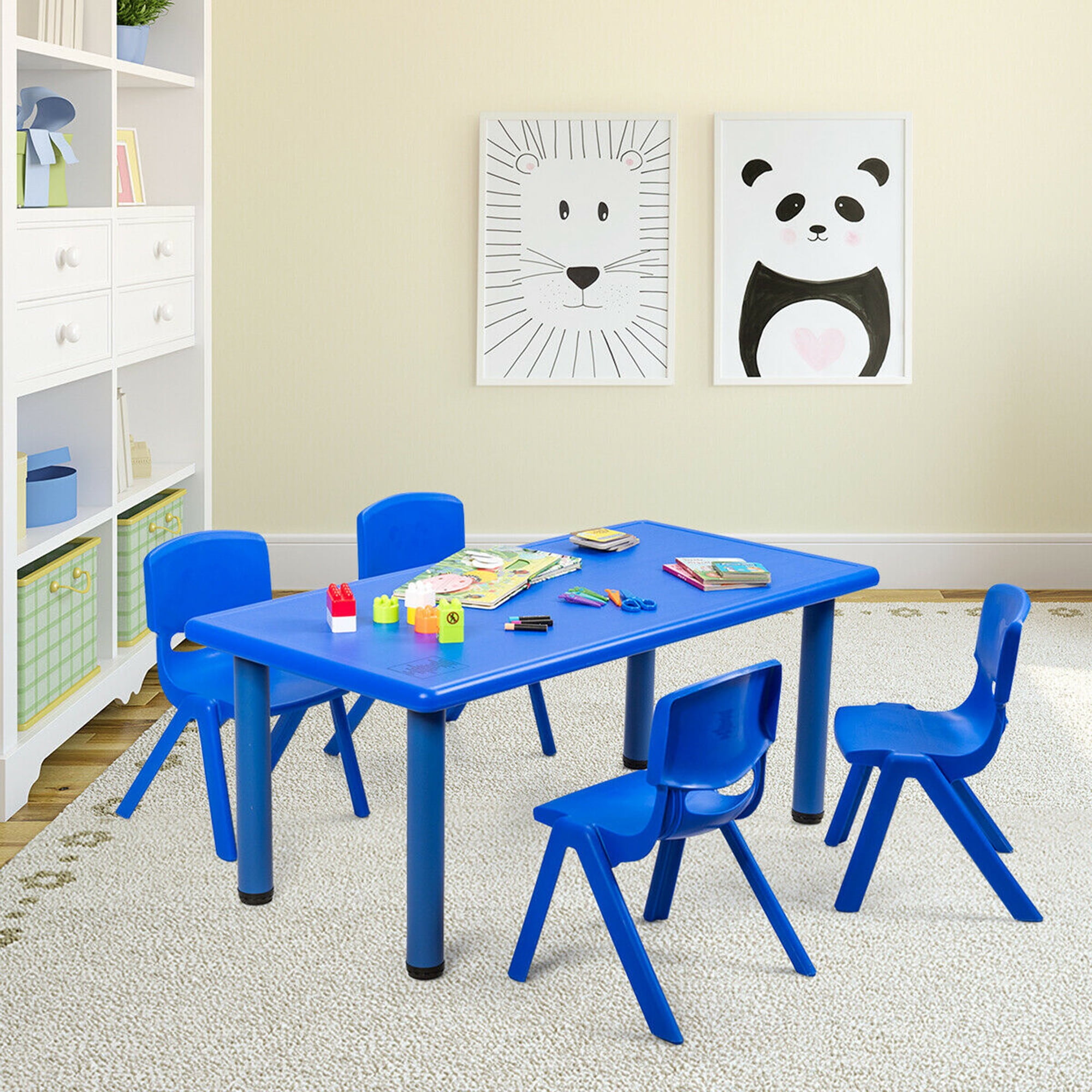 Melissa & Doug Kids Furniture Wooden Table and 4 Chairs - Primary (Natural  Table, Yellow, Blue, Red, Green Chairs) - Mobile Advance