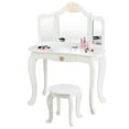 thumbnail image 1 of Gymax Kids Makeup Dressing Table Chair Set Princess Vanity & Tri-folding Mirror White, 1 of 10