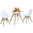 Gymax Kids Wooden Circle Dining Set Round Table with 2 Armless Chairs
