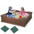 thumbnail image 1 of Gymax Kids Outdoor Sandbox 48.5'' x 48.5'' x 12.5'' Large HDPE Sandpit with Oxford Cover Brown, 1 of 10
