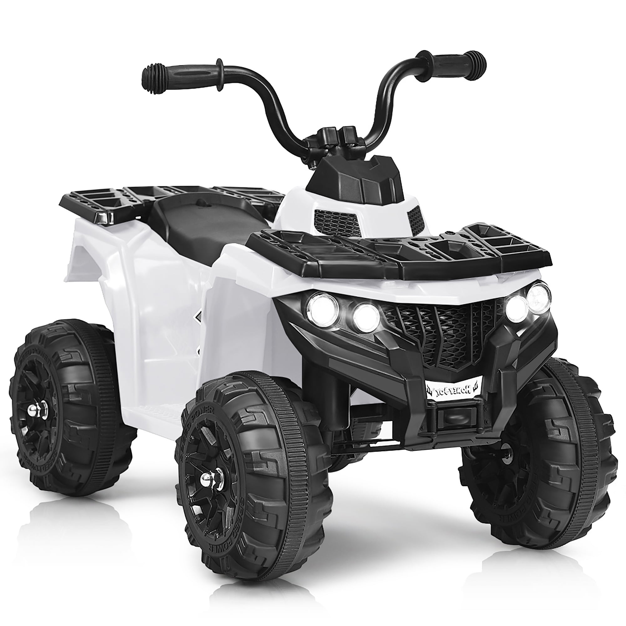 Gymax Kids Ride On Car 6V Battery Powered ATV w/4 Anti-skid Wheels Music Player White
