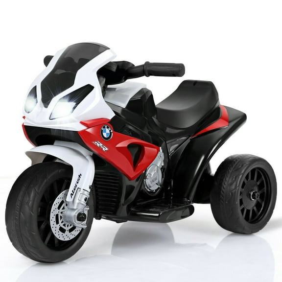 Gymax Kids Ride On Motorcycle BMW Licensed 6V Electric 3 Wheels Bicycle w/ Music&Light Red
