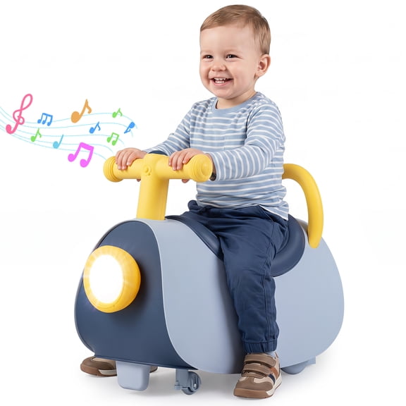 Gymax Kids Ride On Push Car w/Headlight & Music Under Seat Storage for Boys & Girls Blue