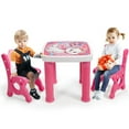 thumbnail image 1 of Gymax Kids Table & 2 Chairs Set Adjustable Activity Play Desk w/Storage Drawer Pink, 1 of 10