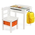 thumbnail image 1 of Gymax Kids Table and Chair Set Wood Activity Study Desk w/ Storage Drawer Hook White, 1 of 10