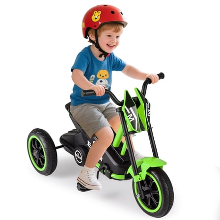 Gymax Kids Tricycle w/Foot Pedals Forward/Backward Steering Handlebars Aged 3+ Green