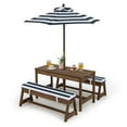 thumbnail image 1 of Gymax Kids Wood Picnic Table and Bench Set w/ Cushions Umbrella for Indoor Outdoor Blue, 1 of 10