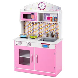 Best Choice Products Pretend Play Kitchen Wooden Toy Set for Kids with Telephone, Utensils, Oven, Microwave - White