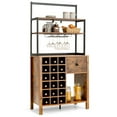 thumbnail image 1 of Gymax Kitchen Bakers Rack Freestanding Wine Rack Table w/ Glass Holder & Drawer Rustic, 1 of 9