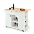 thumbnail image 1 of Gymax Kitchen Island Cart Rolling Serving Trolley w/ Drop Leaf Spice Rack Shelves White, 1 of 10