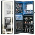 thumbnail image 1 of Gymax LED Mirror Jewelry Cabinet Wall/Door Mounted Organizer Armoire w/ 3 Color Light Black, 1 of 9