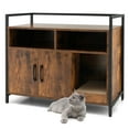 thumbnail image 1 of Gymax Large Litter Box Enclosure Cat Wooden Storage Cabinet with 2 Doors Coffee, 1 of 10