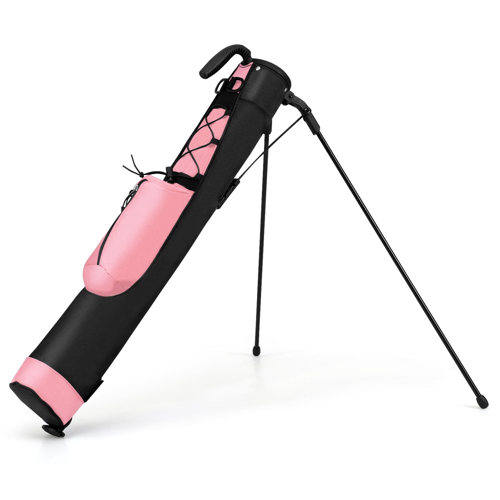 Gymax Lightweight Golf Stand Bag Par 3 & Executive Courses Carry Bag Shoulder Strap Pink
