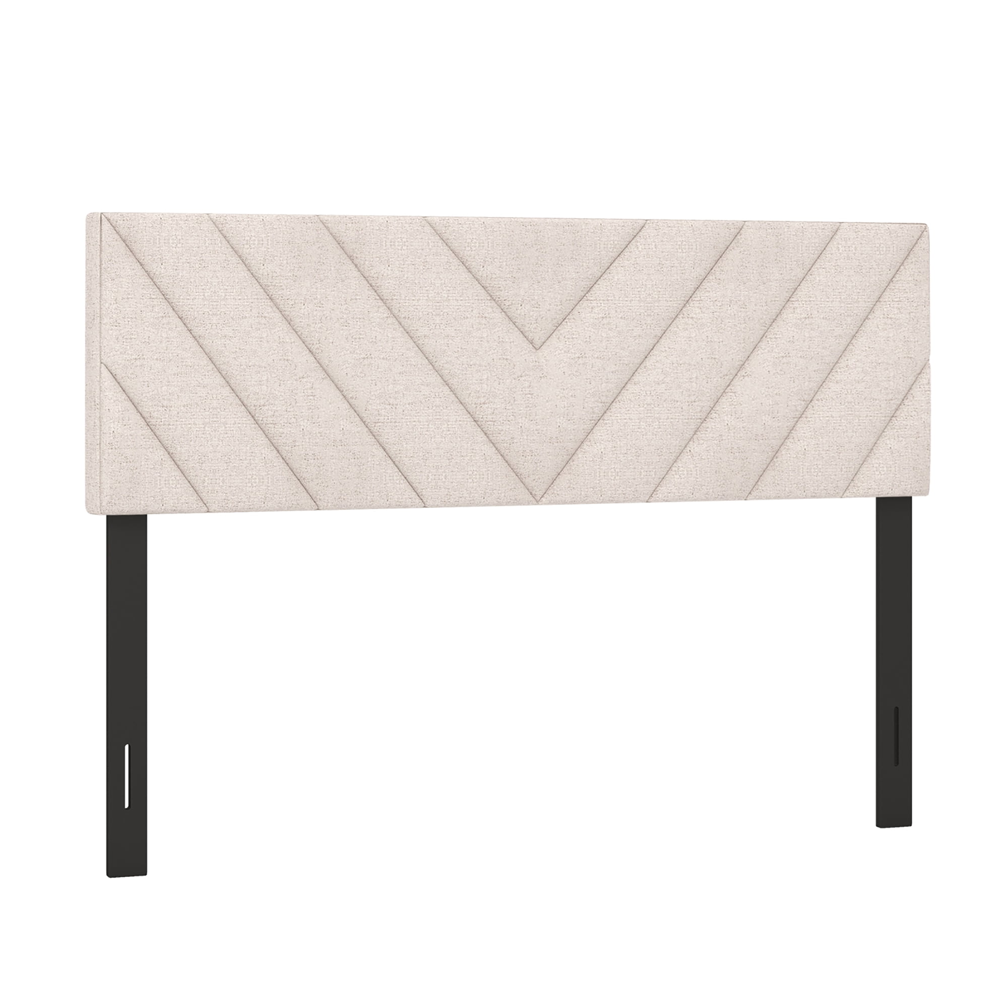 Gymax Linen Fabric Upholstered Headboard Rectangular Headboard w/ Solid Wood Legs