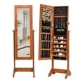 thumbnail image 1 of Gymax Lockable Jewelry Cabinet Armoire Standing Jewelry Holder Organizer with Mirror, 1 of 10