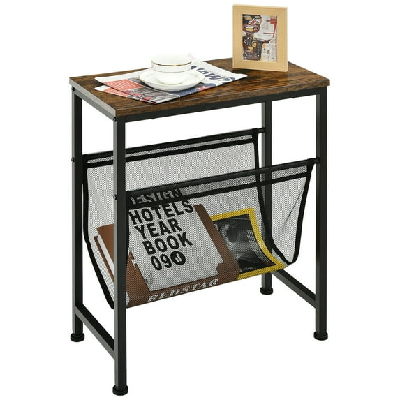Gymax Magazine Holder Sling Industrial Accent Console Table Narrow End Table