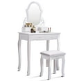 thumbnail image 1 of Gymax Makeup Dressing Vanity Table Set w/ Mirror 4 Drawers Wooden Stool White, 1 of 7