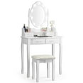 thumbnail image 1 of Gymax Makeup Vanity Dressing Table Set w/10 Dimmable Bulbs Cushioned Stool White, 1 of 10