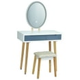 thumbnail image 1 of Gymax Makeup Vanity Dressing Table Set w/ Touch Screen Padded Stool Gray, 1 of 8