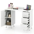 thumbnail image 1 of Gymax Manicure Table Nail Desk w/ Drawers Wrist Rest Metal Legs Nail Tech Station White, 1 of 10