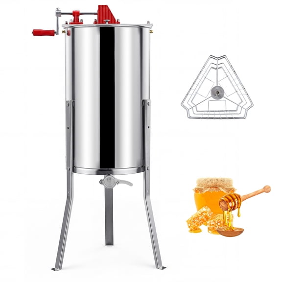 Gymax Manual Honey ExtractorStainless Steel Honey Spinner w/ Bottom Gravity Flow Gate