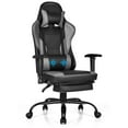 thumbnail image 1 of Gymax Massage Gaming Chair Racing Computer Task Chair Recliner w/Footrest Grey, 1 of 10
