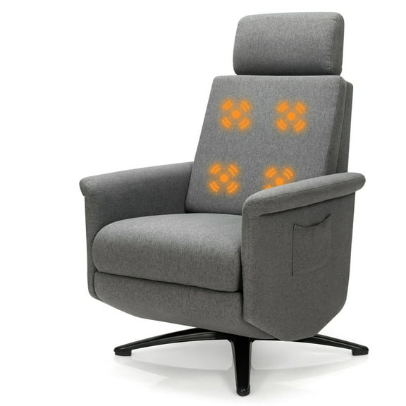Gymax Massage Recliner Chair Swivel Single Sofa Lounge w/Adjustable Headrest