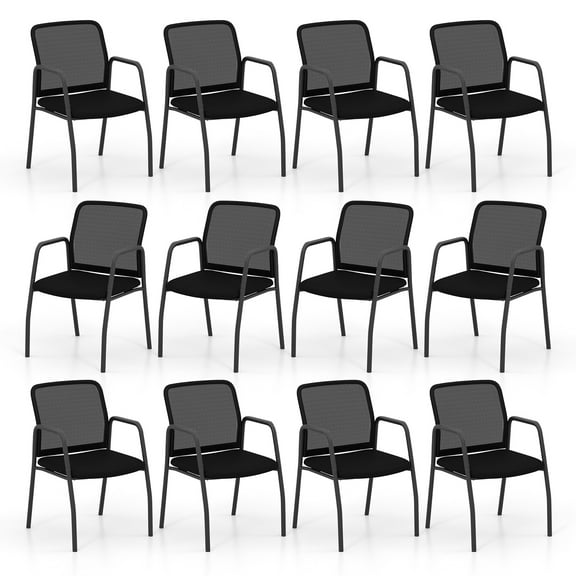 Gymax Meeting Room Chair Set of 12 Waiting Room Chairs w/ Ergonomic Backrest & Armrests