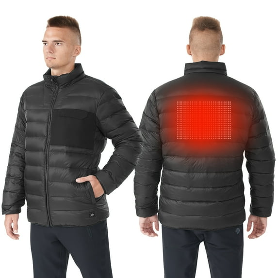 Gymax Men's Electric Heated Jacket Winter Duck Down Coat Black Size L