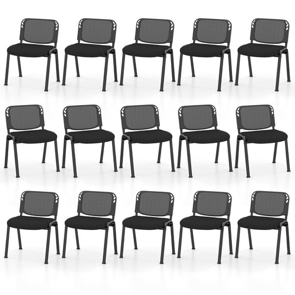 Gymax Mesh Conference Room Chairs Set of 15 w/ Upholstered Fabric Seat for Home Office