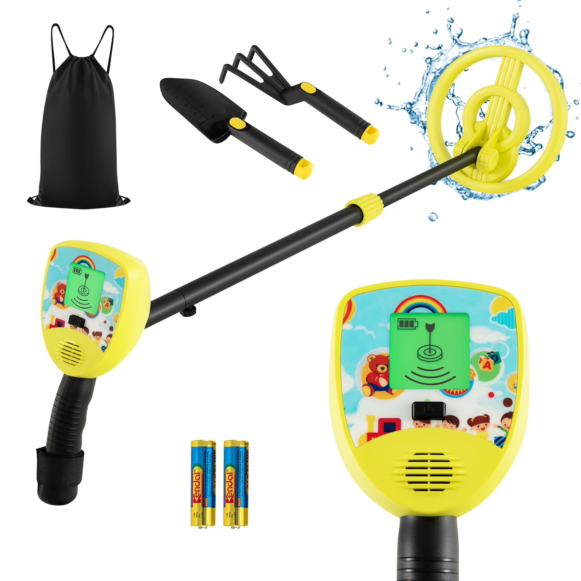 Gymax Metal Detector for Kids Waterproof Kids Metal Detector w/ Waterproof Search Coil
