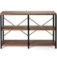 thumbnail image 1 of Gymax Metal Frame 3 Tier Console Table, Brown/Black, 1 of 10