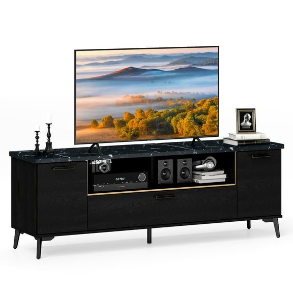Gymax Mid Century Modern Entertainment Center 63-Inch TV Stand for TVs up to 75''