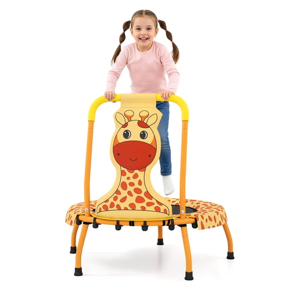 Gymax Mini Trampoline w/Foam Padded Handle & Safety Padded Cover for 3+ Years Old Kids Orange