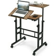 thumbnail image 1 of Gymax Mobile Stand up Desk Adjustable Computer Desk Tilting Workstation Walnut, 1 of 10