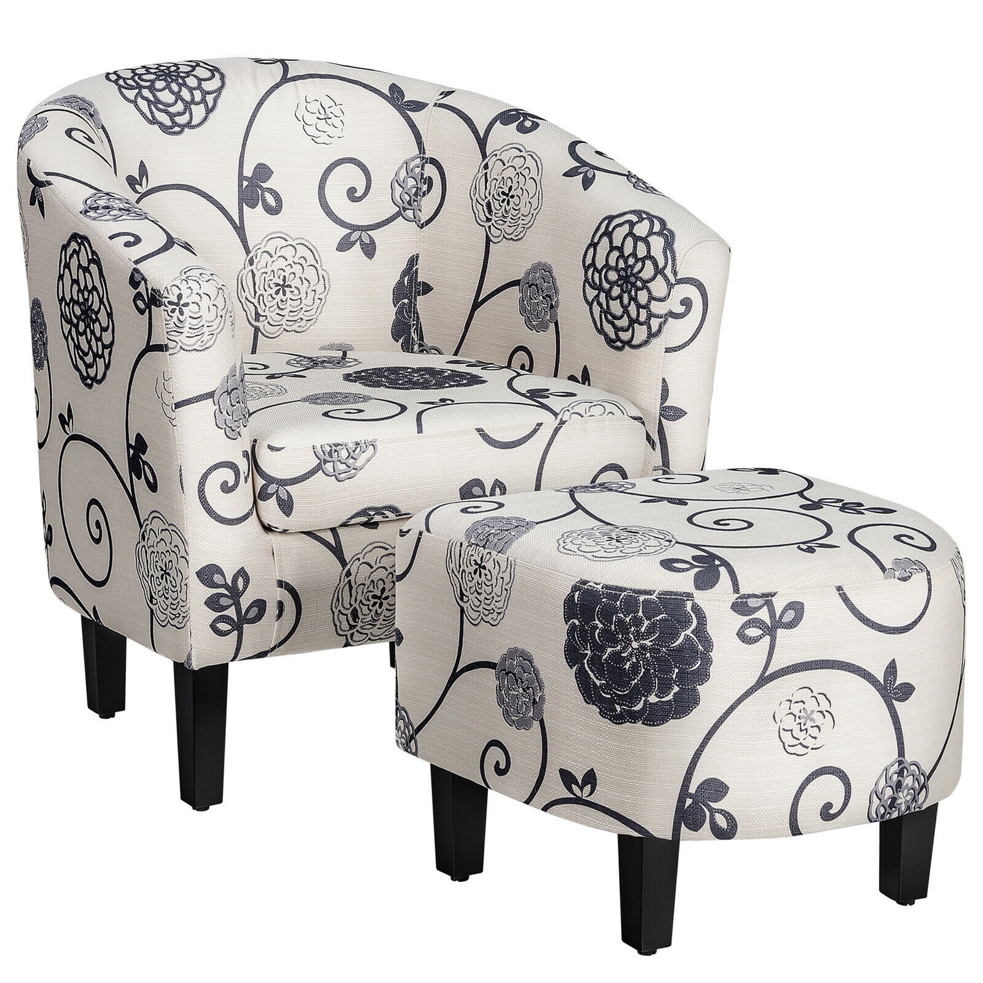 Gymax Modern Accent Tub Chair Ottoman Set Fabric Upholstered Club Chair Grey Floral 1c67cec1 Deff 415e Bd2f E9567bfec8bf.f00d5f6e077a40b07a77341e39db4bdb 