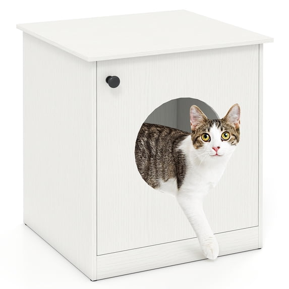 Gymax Modern Cat Litter Box EnclosureHidden Kitten Washroom FurnitureIndoor Pet Home
