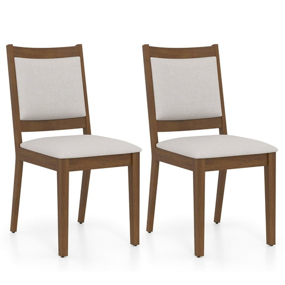 Gymax Modern Dining Chair Set of 2 Upholstered Kitchen Chair w/ Padded Backrest & Seat