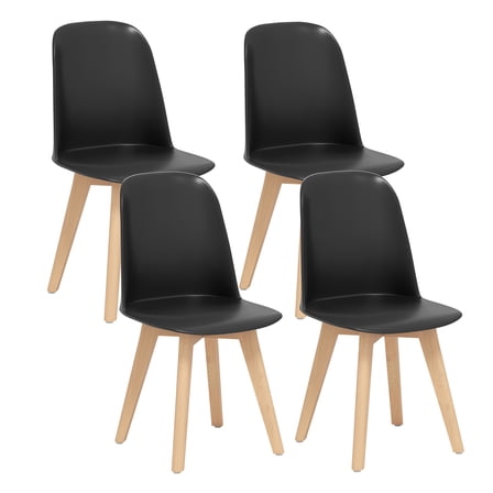 Gymax Modern Dining Chairs Set of 4 Armless Kitchen Chairs 330 LBS Load Capacity Black