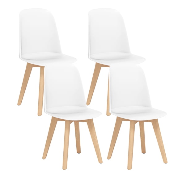 Gymax Modern Dining Chairs Set of 4 Armless Kitchen Chairs 330 LBS Load Capacity White