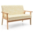 thumbnail image 1 of Gymax Modern Fabric Loveseat Sofa Couch Upholstered 2-Seat Wood Armchair Yellow Floral, 1 of 10