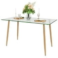 thumbnail image 1 of Gymax Modern Glass Dining Table Rectangular Dining Room Table W/Metal Legs For Kitchen, 1 of 10