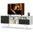 thumbnail image 1 of Gymax Modern TV Stand/Console Cabinet 3 Shelves Storage Drawer Splayed Leg Black/White, 1 of 10