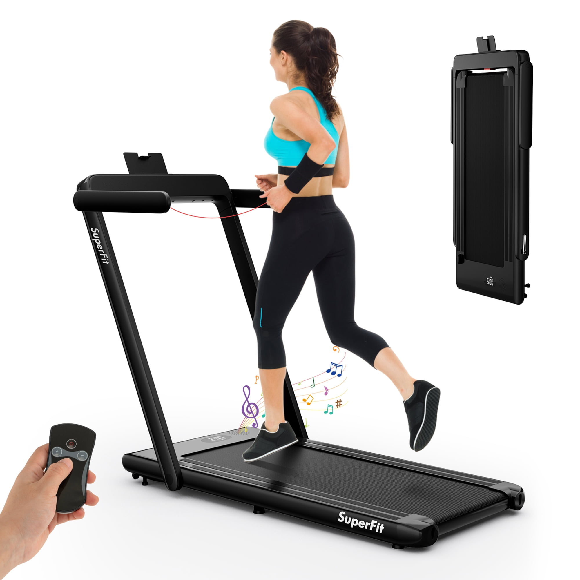 Gymax Motorized Treadmill Folding Under Desk Electric Treadmill W/APP Black
