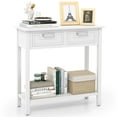 thumbnail image 1 of Gymax Narrow Console Table with Drawers Retro Accent Sofa Table w/ Open Storage White, 1 of 10
